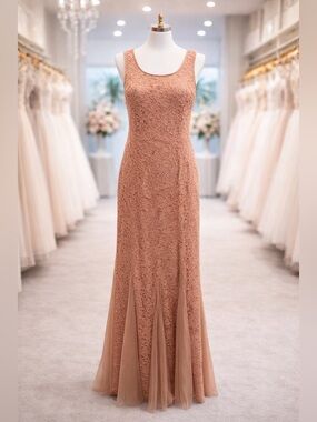 Candalite Lace Maxi Dress | Size L | Elegant Blush Formal